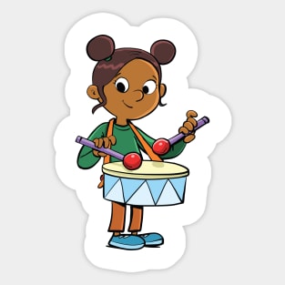 girl with a drum ready to play music Sticker